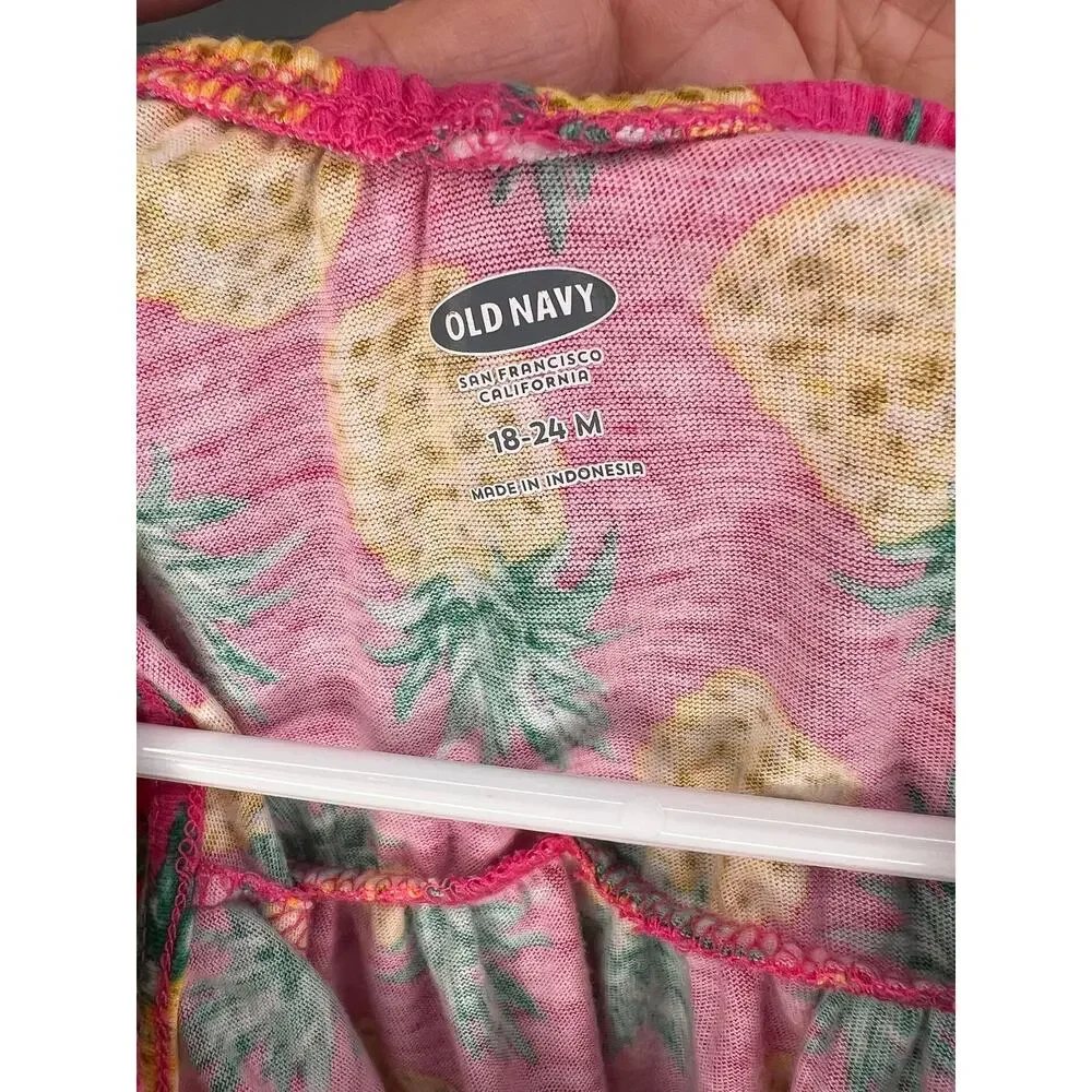Old Navy Baby Girl Onesies/Dress Bundle Size 18-24 Months Pineapple 3 Piece Set